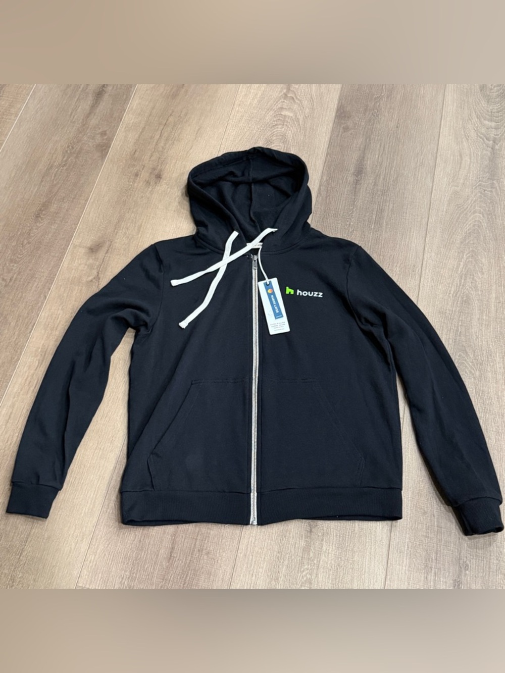 Marine Layer Black Hoodie Women Medium Full Zip Soft Cotton Houzz Logo New W/Tag